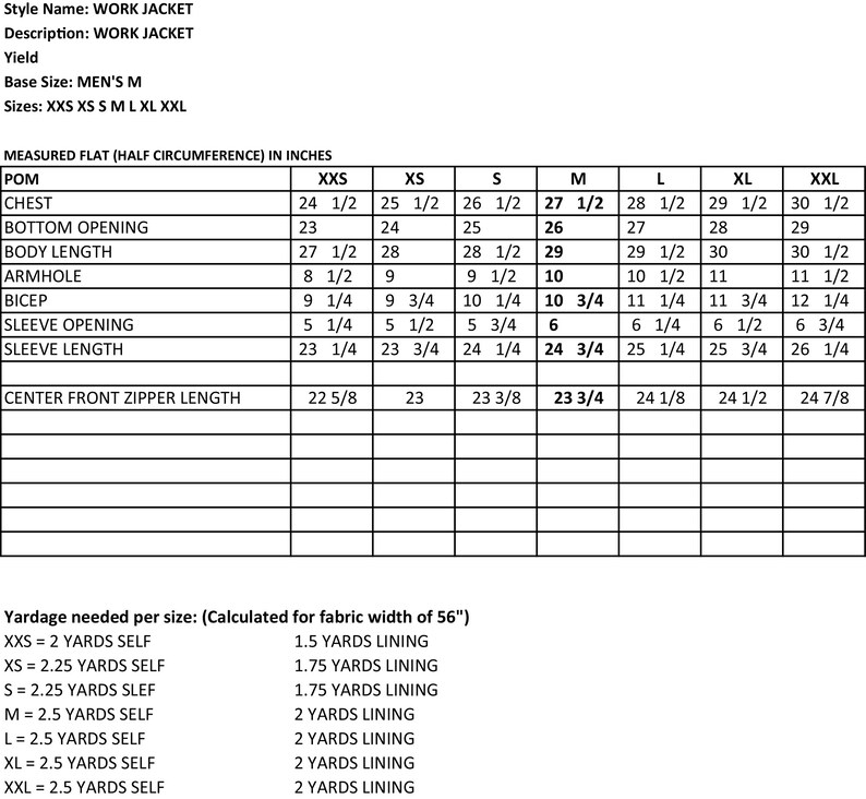 Men's Work Coat PDF Sewing Pattern Sizes XXS2XL Etsy