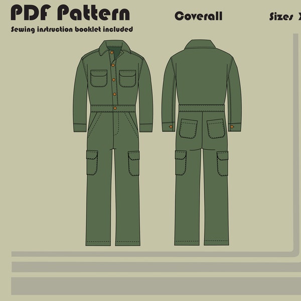 Coverall - PDF Sewing Pattern - Unisex Sizes XS-L