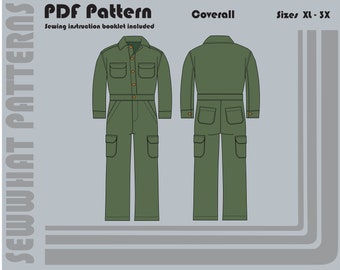 Coverall - PDF Sewing Pattern - Unisex Sizes XL-3X