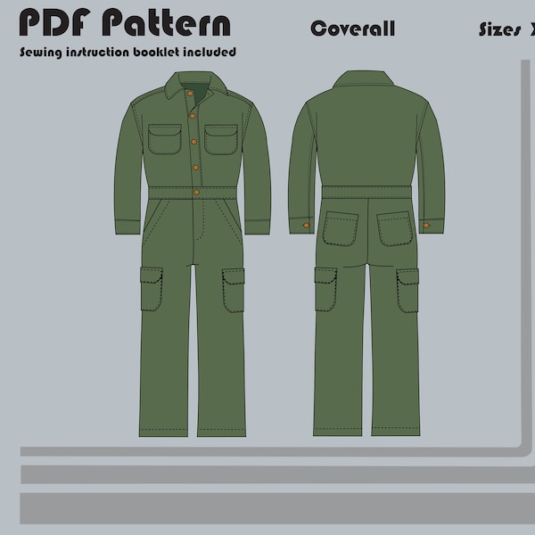 Coverall - PDF Sewing Pattern - Unisex Sizes XL-3X