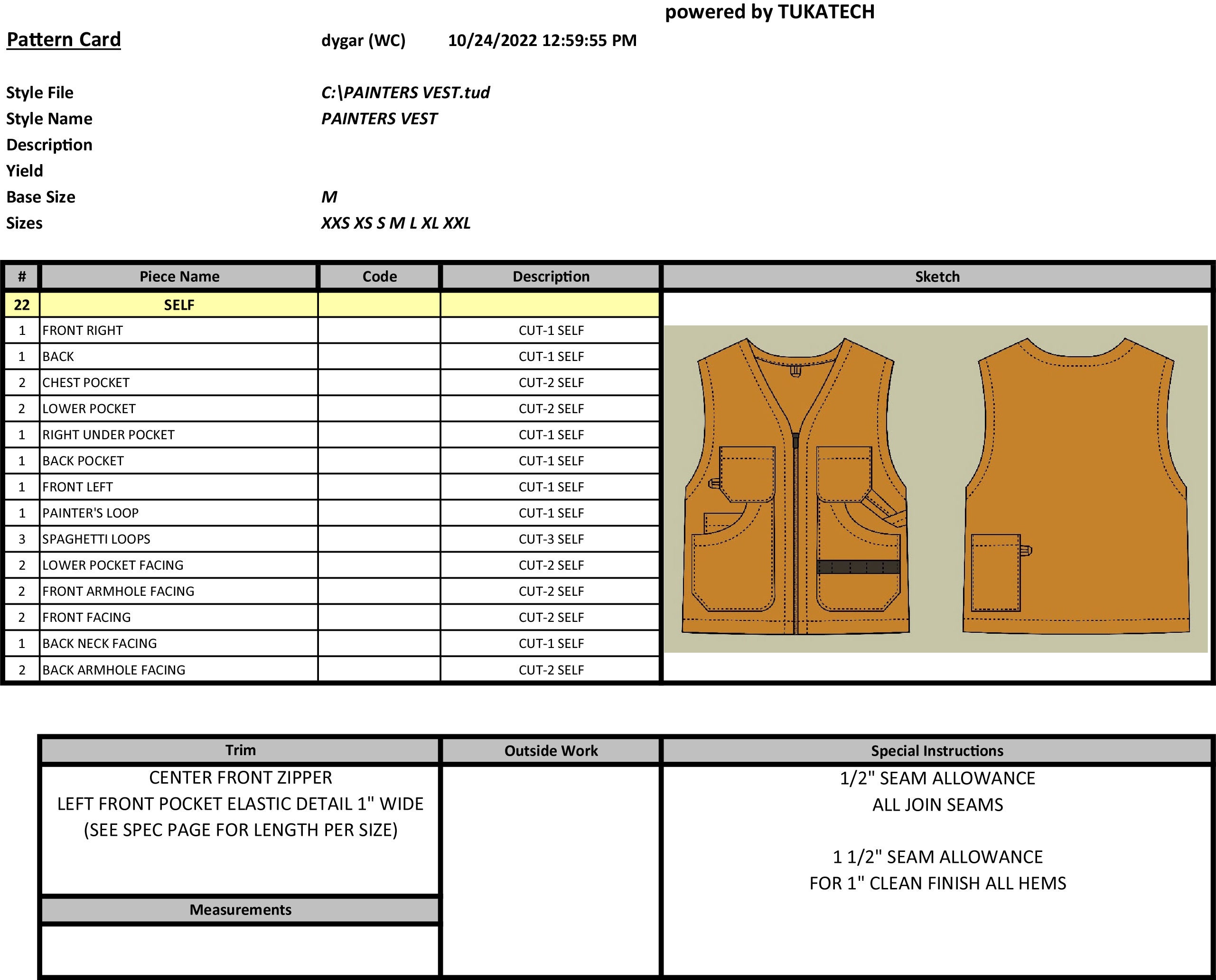 Painter's Vest PDF Sewing Pattern Unisex Sizes XXS-XXL -  Denmark
