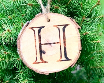 Rustic Monogram Initial Ornament