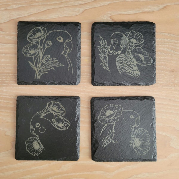 Floral Birds Slate Coasters