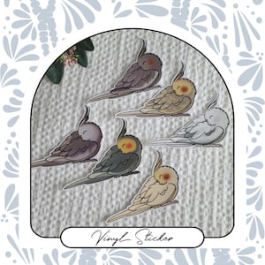Sleepy cockatiels vinyl sticker