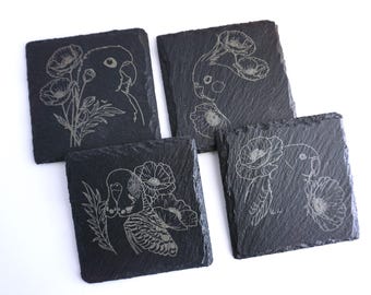 Floral Birds Slate Coasters