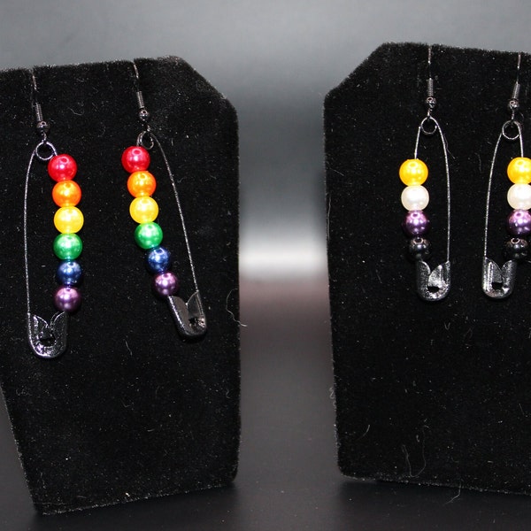 Pride Flag Safety Pin Earrings