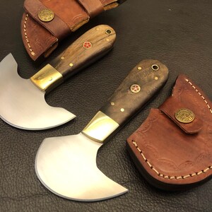 Leather Knife/ Handmade Carbon Steel Round Knife Leather Cutter/ Skiver/  Leather Sheath 