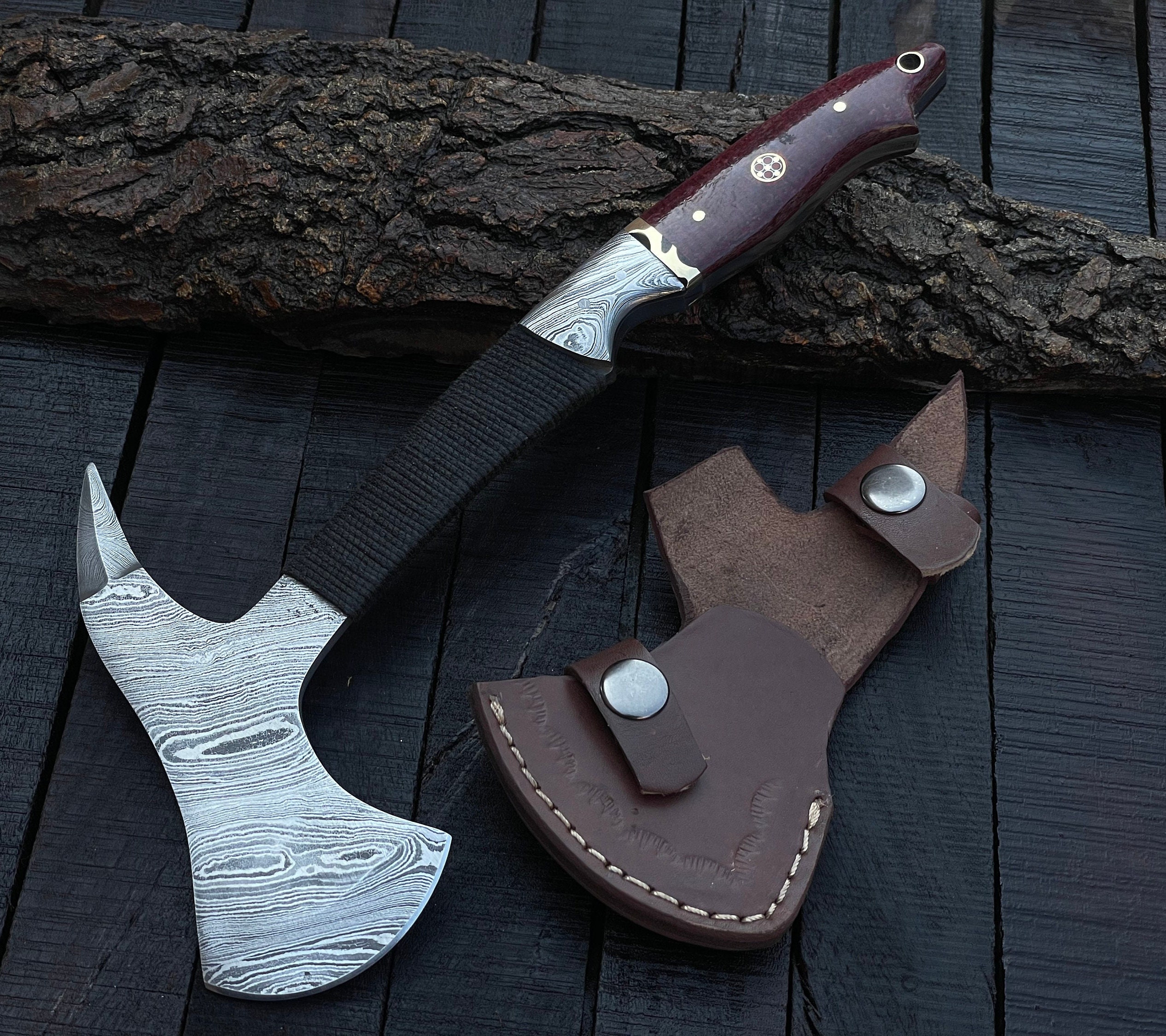 Handmade Pattern Welded Damascus Steel Hunting Knife-Functional-Sharp-AK6 