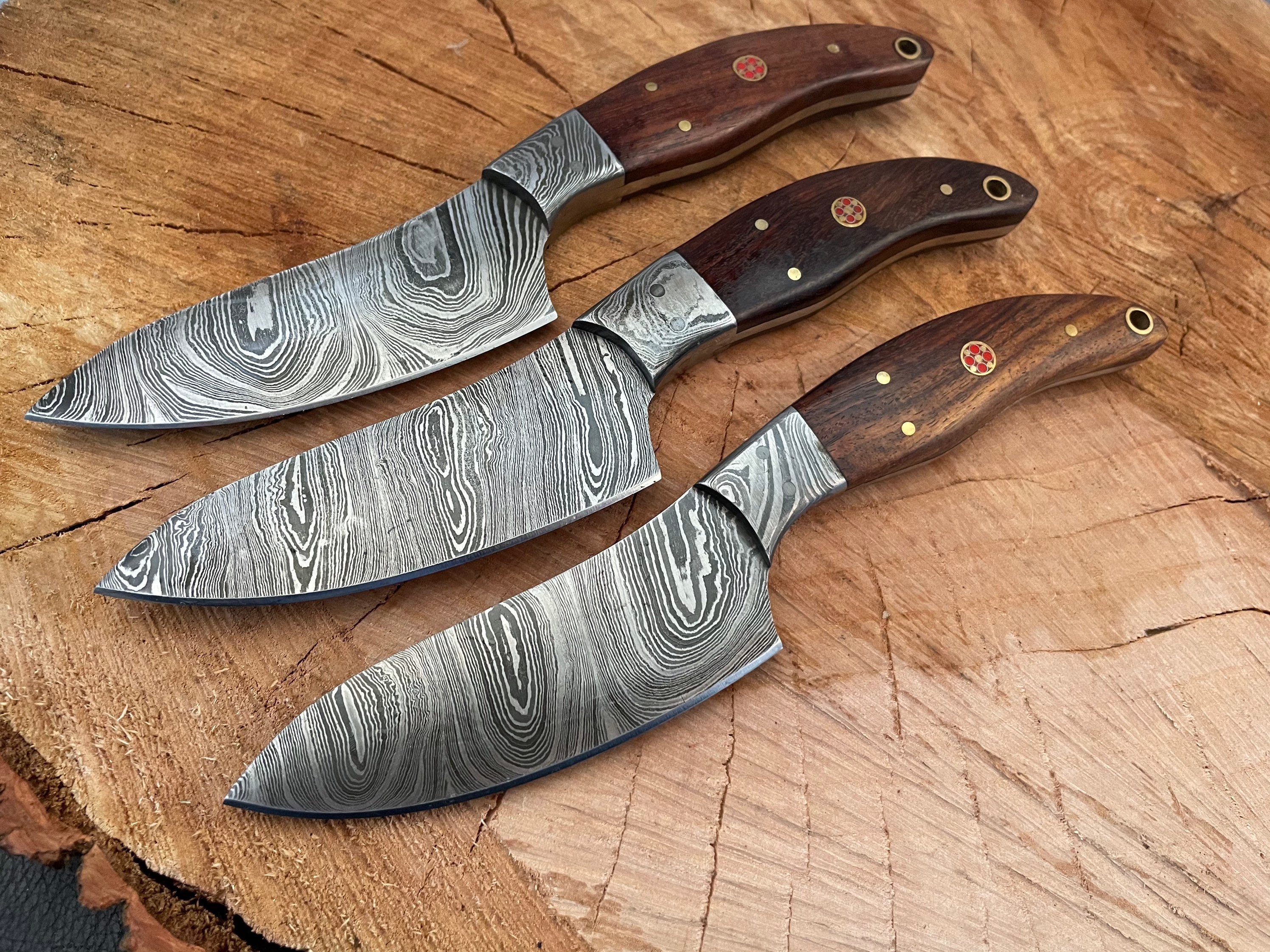 Handmade Damascus Steel Kitchen Knife/steak Knife/ Cleaver/ Vegetable and  Meat Cutting-set of 3-KD2 