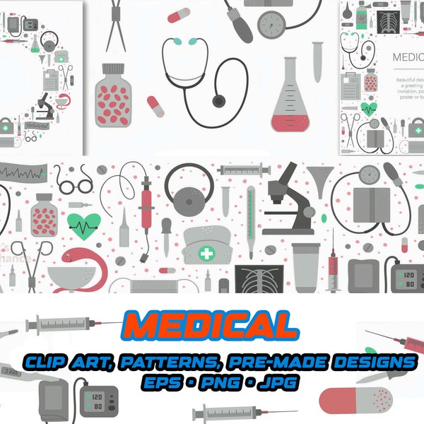 Medical Cliparts Doctor Cliparts, Healthcare Clip Art,Medical Illustration, Hospital Cliparts, Medical Patterns, Nurse SVG Doctor SVG Bundle