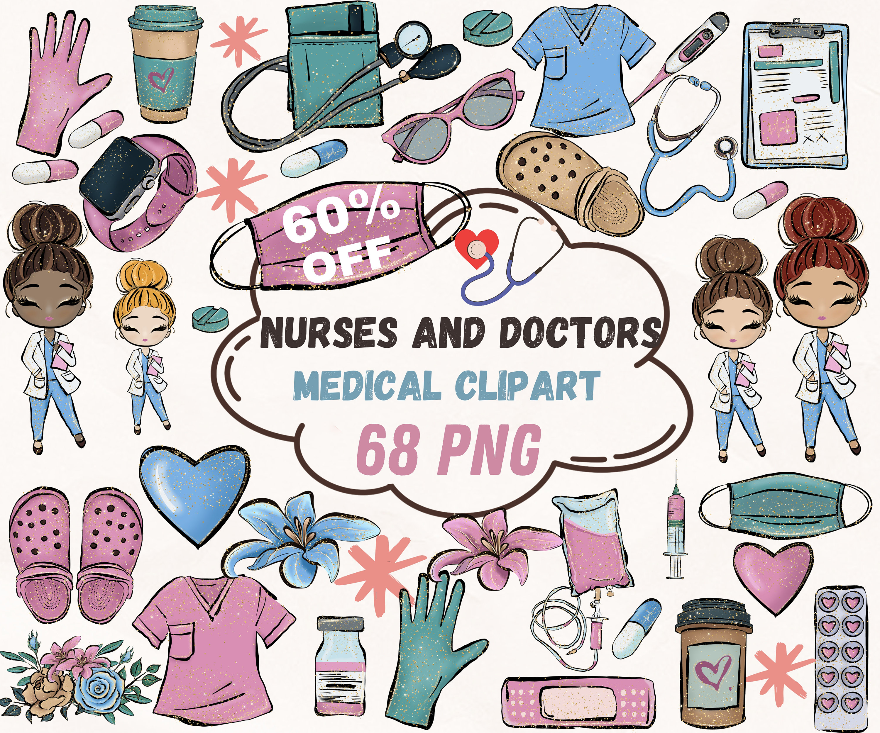 Nurse stickers files Vectors & Illustrations for Free Download
