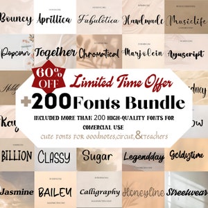 The Ultimate 200 Farmhouse Fonts Bundle, Canva Font, Script Fonts, Cursive Font Bundle,  Cricut, Procreate Commercial & Calligraphy Fonts