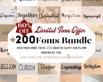 200+ Farmhouse Script & Calligraphy Fonts Bundle (Commercial Use) (Digital Download)