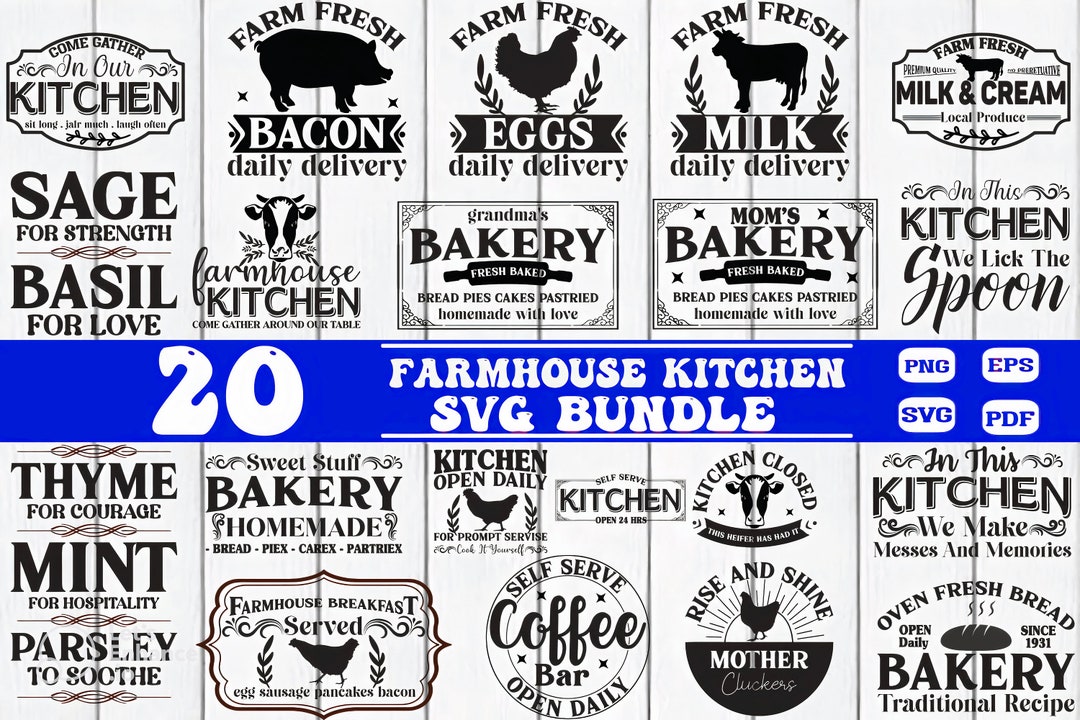 Farmhouse Kitchen SVG Bundle: Sign & Family Quotes (digital Download ...