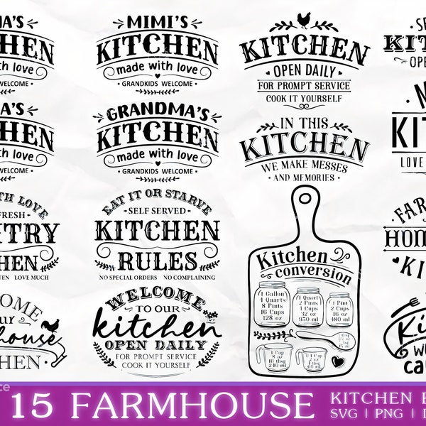 Farmhouse Kitchen Svg Bundle, Farmhouse Sign Svg, Kitchen Svg, Family Svg, Kitchen Cut Files, Quotes Svg, Funny,Positive, Svg,Png, Cut Files