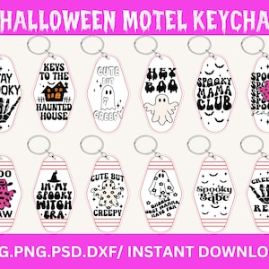 Halloween Motel Keychain SVG Bundle: Spooky Cut Files (Digital Download)