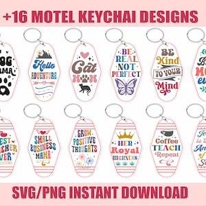 Motel Keychain svg paquete de diseño, llavero de motel png, citas de llavero, llavero Autumn Motel, Motivacional, Afirmaciones, Sarcástico divertido