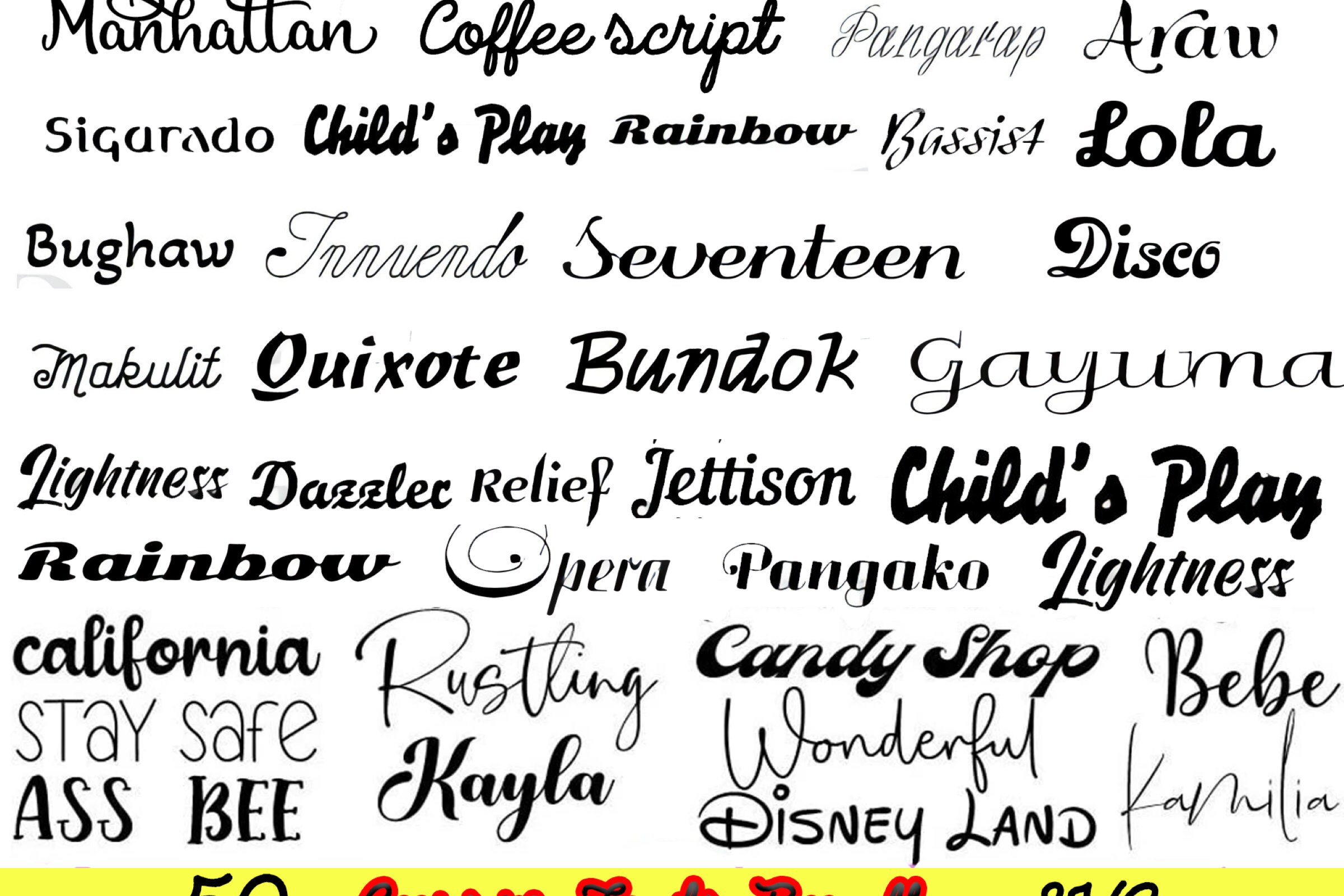 The Ultimate 50 Fonts Font Bundle, Cricut, Canva Font, Script Font