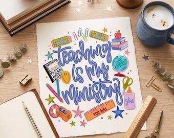 Teaching Is My Ministry PNG, Christian Teacher PNG, Bible Verse Teacher Design, Retro Teacher PNG, Faith Teacher Sublimation, Back To School