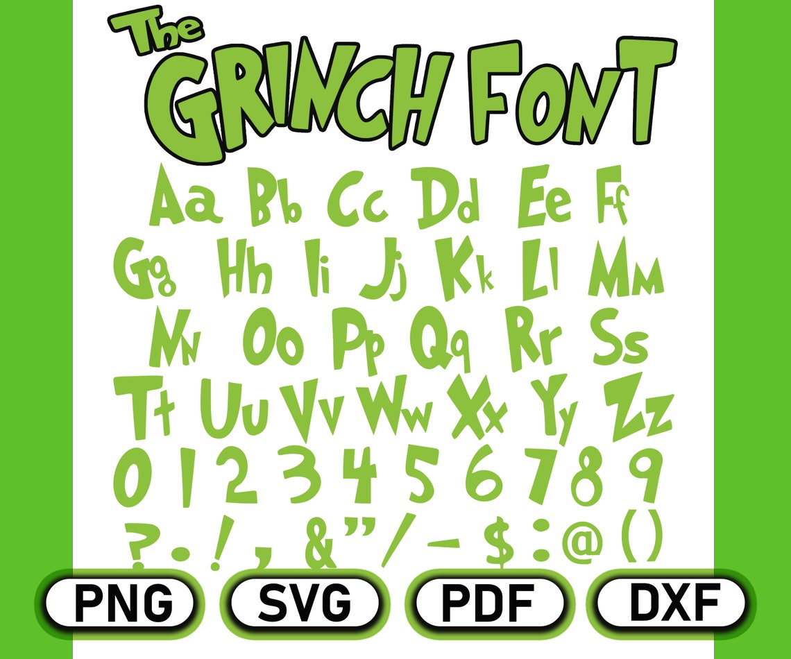 The Grinch Font Svg Font Alphabet Svg Christmas Grouch - Etsy Canada