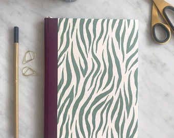 Zebra Print Handmade A5 Notebook Animal Print Handbound