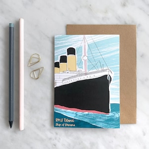RMS Titanic Karte mit Original Illustration Geschenk zum Vatertag
