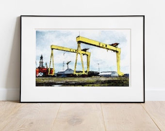 Harland and Wolff Belfast Art Print Samson & Goliath Art from Belfast Father&#39;s Day Gift