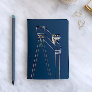 Personalised Harland & Wolff Navy and Gold Foiled Notebook Handmade in Belfast Corporate Gift Fathers Day Gift Teacher Gift