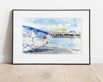 Konsttryck av Big Fish i Belfast: Signerad digital illustration