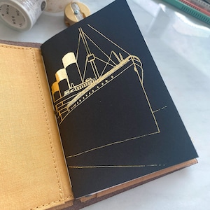 Personalised Titanic Leather Journal Made in Belfast Traveler&#39;s Notebook Titanic Notebook Titanic Gift Graduation Gift Fathers Day Gift