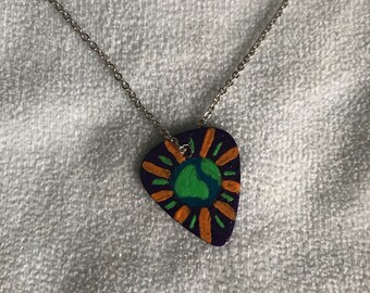 Planet Earth Guitar Pick Necklace