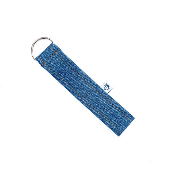 FRITJOF - Schlüsselanhänger mit recyceltem Jeansstoff, mittelblau