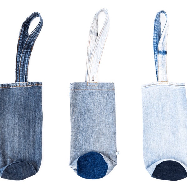 CARRY - Bottlebag mit recyceltem Jeansstoff, blau