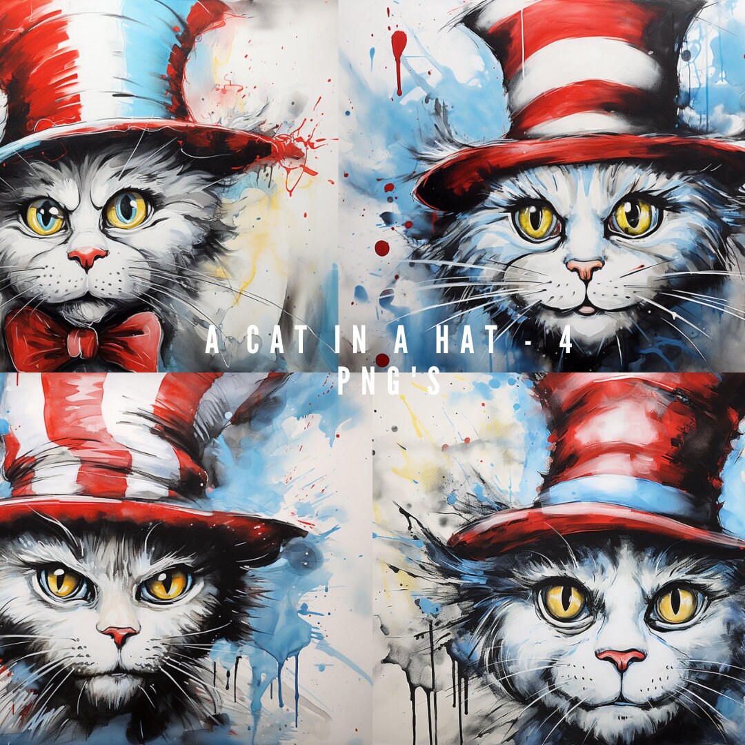 A Cat in A Hat PNG File Digital Download Bundle, Desktop Laptop