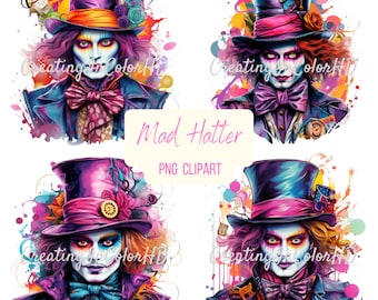 Mad Hatter Colorful Abstract PNG Clipart, Alice In Wonderland (Digital Download)