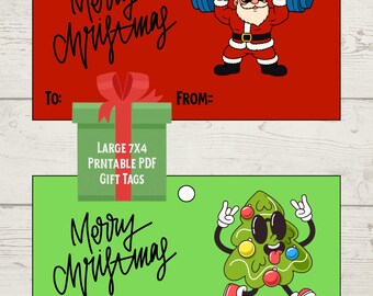 Printable Christmas Gift Tags • Funny Fitness Holiday Labels (PDF Download)