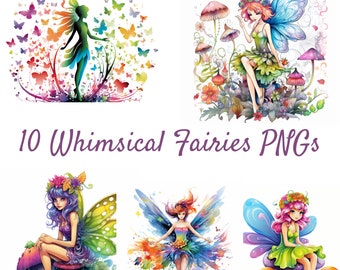 Whimsical Fairy PNG Files, Tinkerbell Fairies Clip Art, Sublimation, Tumbler, Shirt
