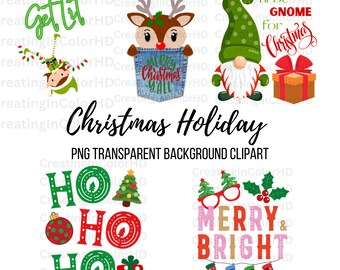 Christmas Holiday PNG Clipart, Ugly Sweater, Santa, Tree (Digital Download)