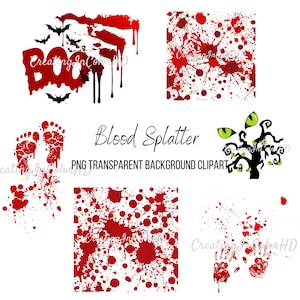 Blood Splatter PNG Transparent Background, Dripping Clipart, Bloody Footprint Digitlal Download, Bloody Hand Print Clip Art, Halloween