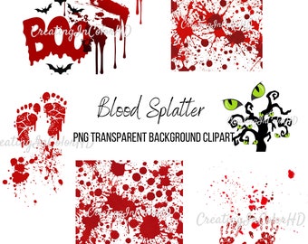 Blood Splatter PNG Transparent Background, Dripping Clipart, Bloody Footprint Digitlal Download, Bloody Hand Print Clip Art, Halloween