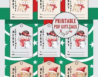 Printable Christmas Gift Tags • Retro Holiday Labels (PDF Download)