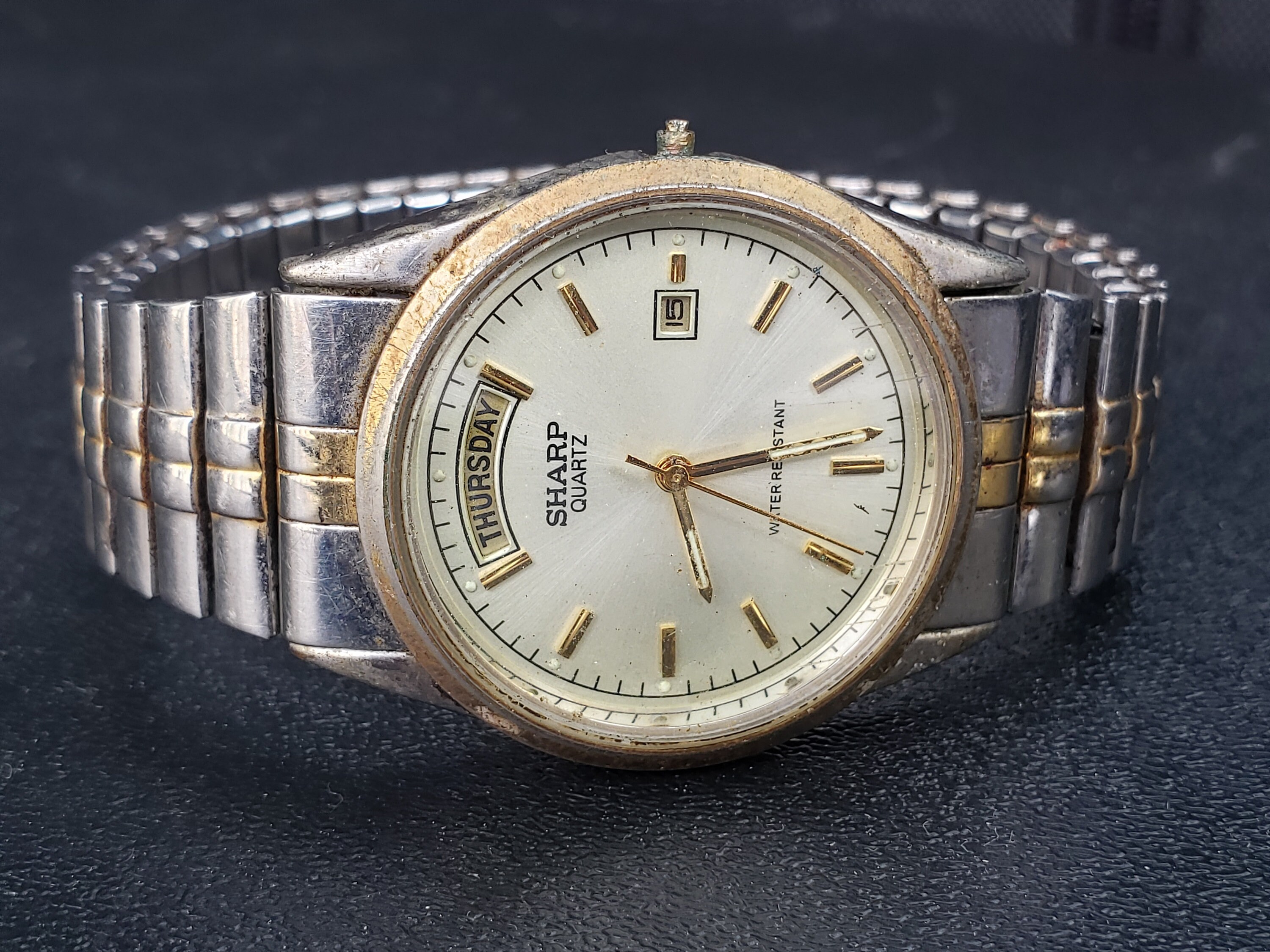 Vintage Sharp Quartz Watch Day Date Window for Parts Etsy