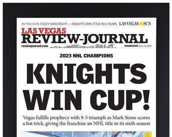 Framed Las Vegas Review-Journal Golden Knights 2023 Stanley Cup Newspaper  Photo