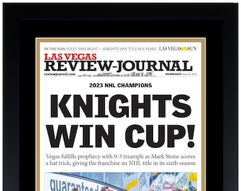Framed Las Vegas Review-Journal Golden Knights 2023 Stanley Cup Newspaper  Photo