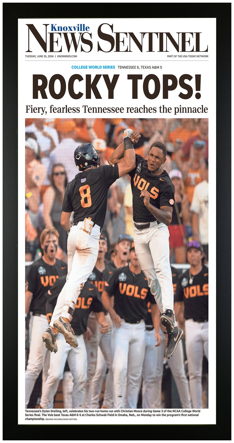 2024 Mens College World Series CWS Champions Tennessee Vols Beat the Texas A&M Aggies 21 Framed
