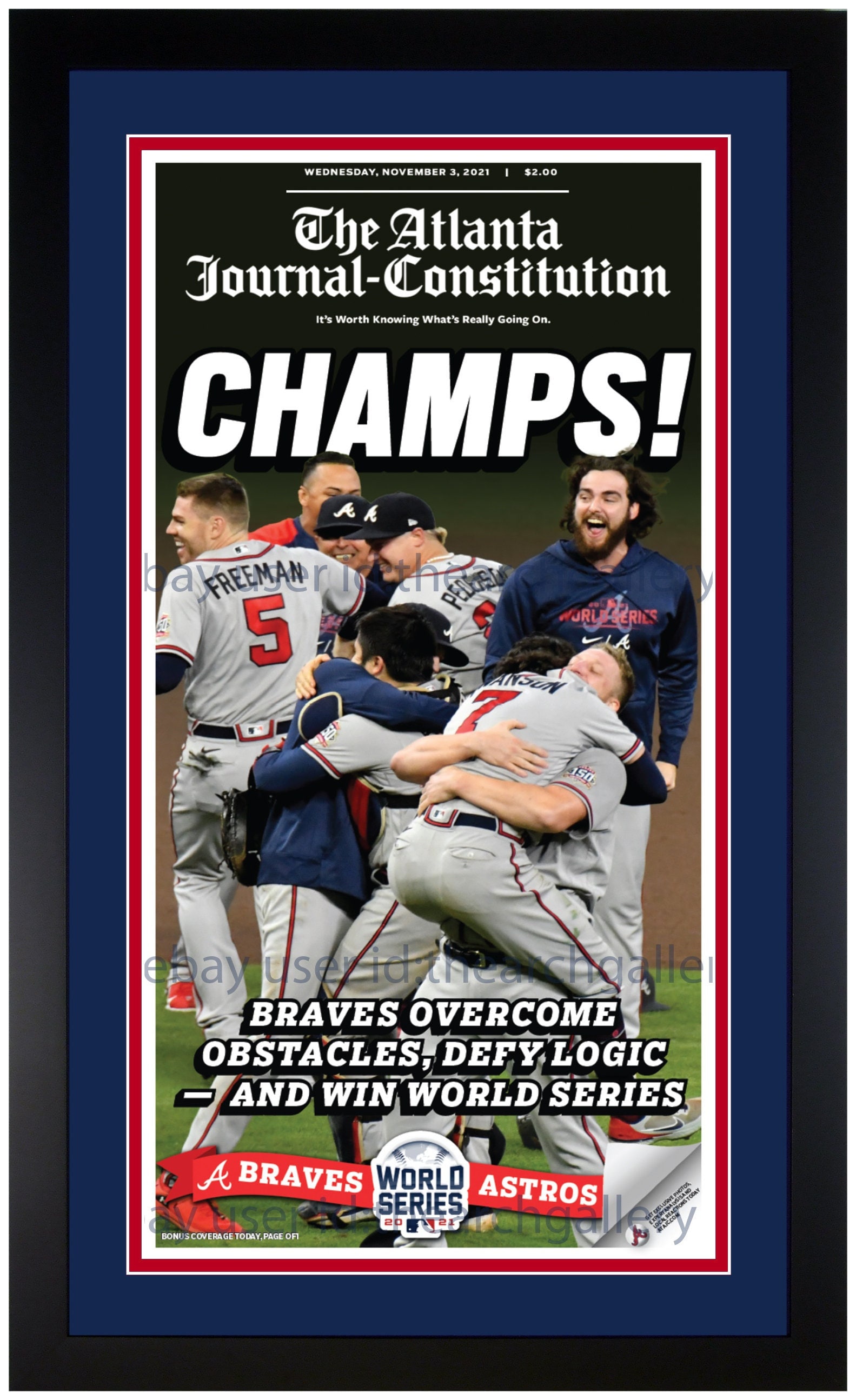 2021 World Series Champions Atlanta Braves ORIGINAL Newspaper 