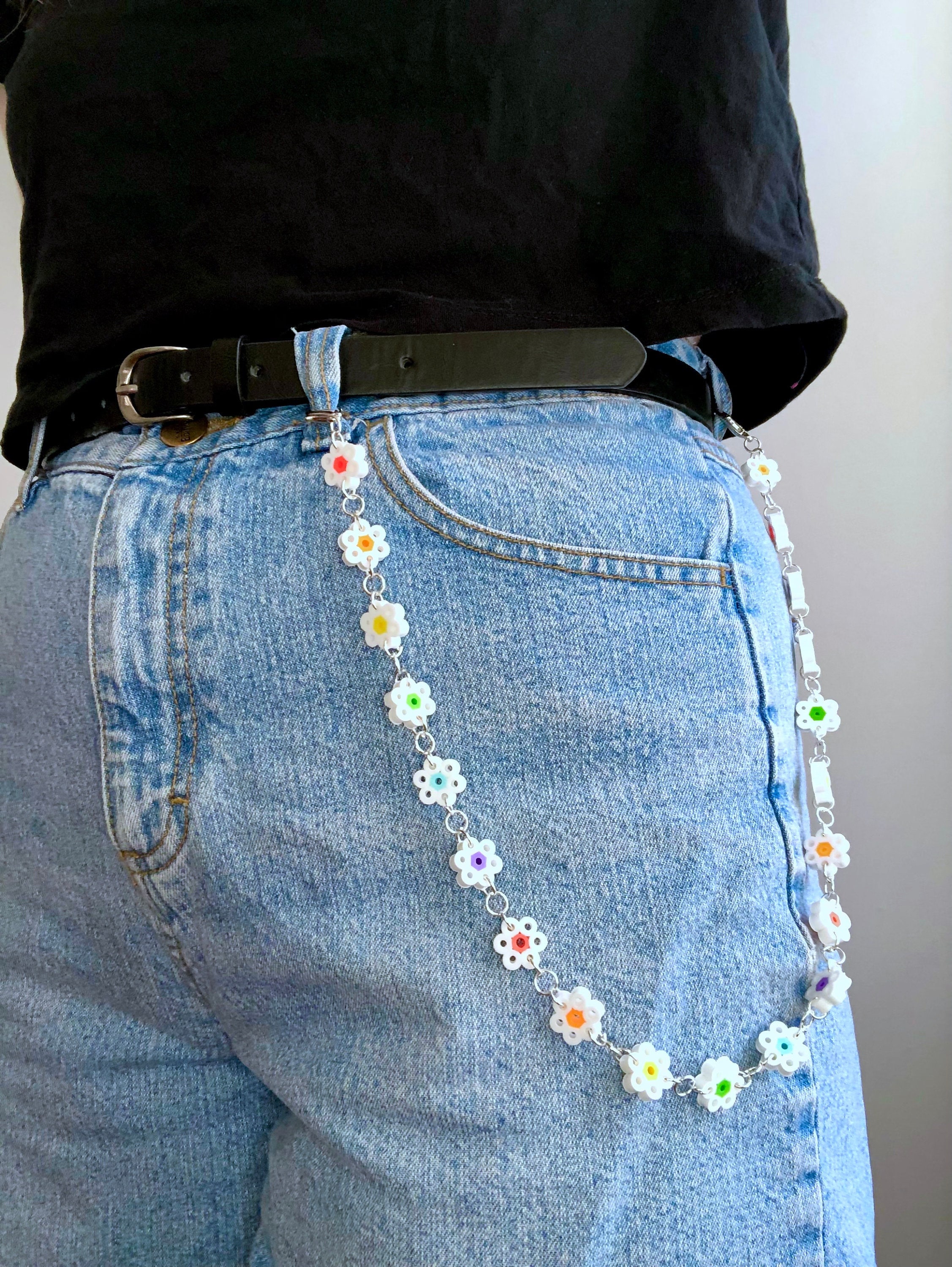 Rainbow Perler Bead Flower Chain
