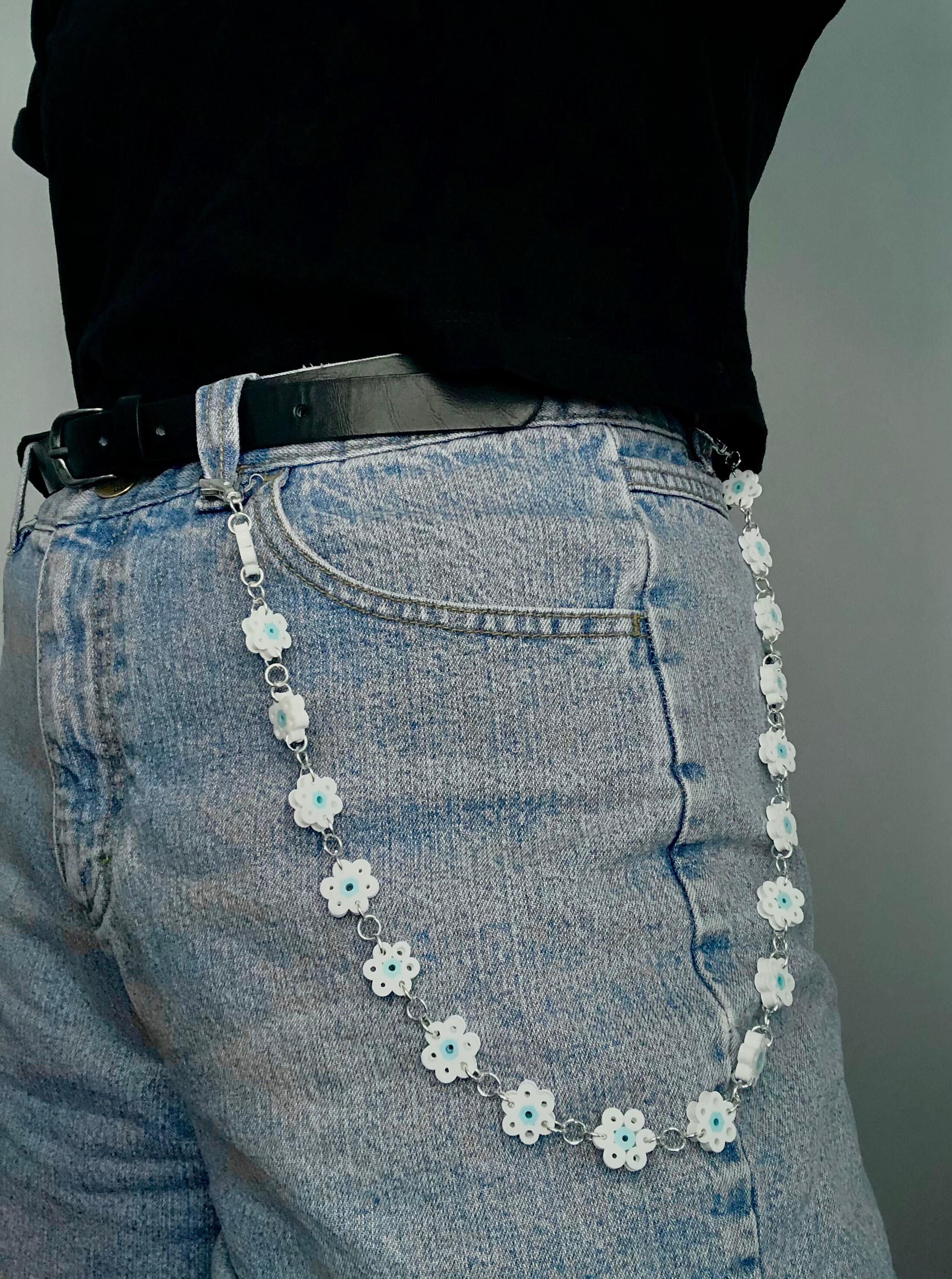 Yellow Perler Bead Flower Belt Chain Chains Jewelry & Beauty