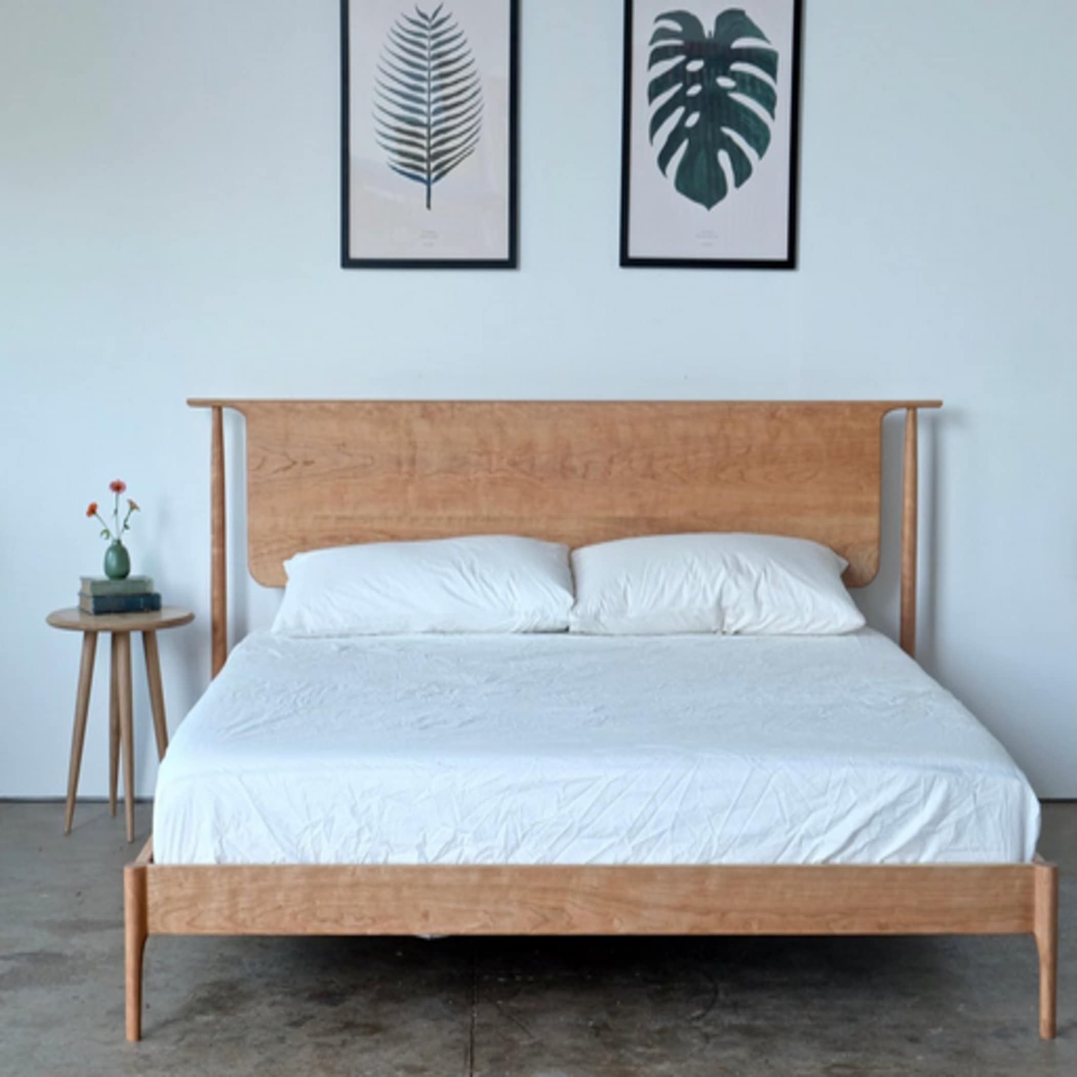 Solid Wood Platform Bed Cherry Mid Century Modern Furniture Etsy