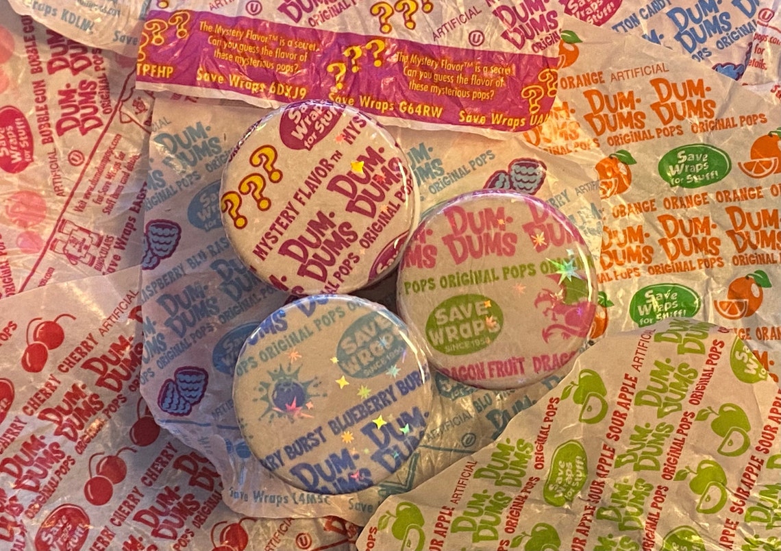 1.25 inch Upcycled DumDum Wrapper Pinback Buttons and Etsy
